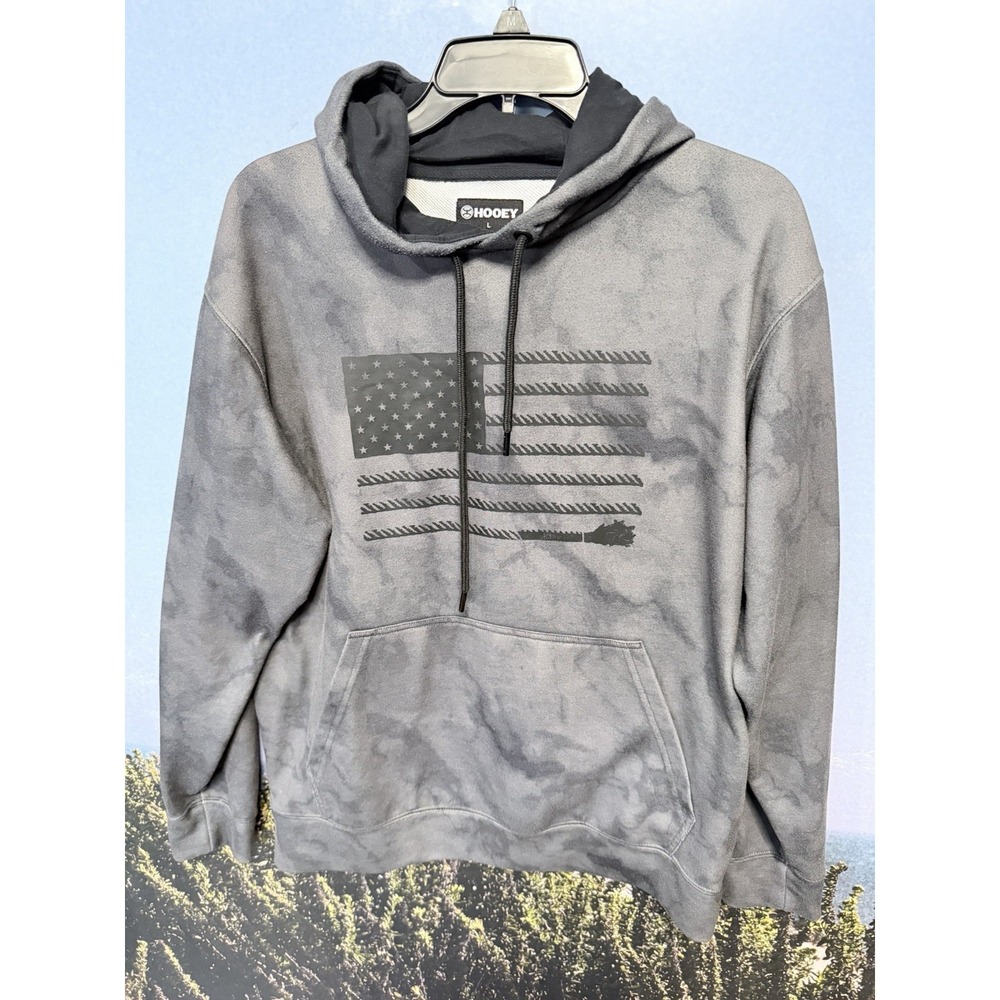 Hooey Hoodie Mens L  Pullover Sweatshirt  Hood Western USA Flag Graphic‎